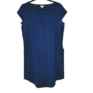 Talbots Shift Dress Knee Length Navy Blue Cap Sleeve Size SP